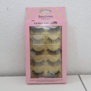(#115) Juicy Couture 3D Faux Mink False Eyelashes 5 Pack with Applicator & Glue